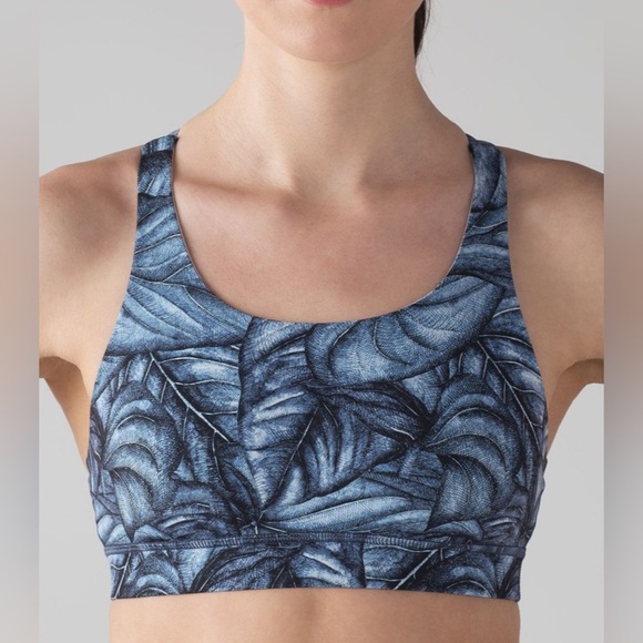 Lululemon Energy Bra (Nulux)- Mini Concrete Jungle Alpine White Multi/ Size 8 - Picture 2 of 8
